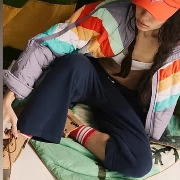 NWT Free People Pippa Printed Packable Puffer Jacket in Steel Peach Combo - Picture 4 of 10